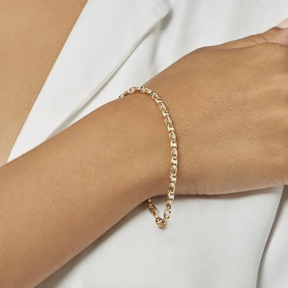 Sale Histoire d'Or Bracelet Carlo Or Bicolore Maille Marine Ronde