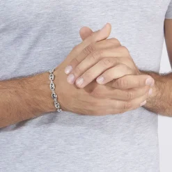 New Histoire d'Or Bracelet Carrus Maille Grain De Cafe Argent Blanc