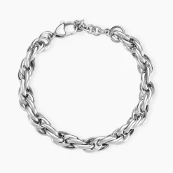 New Histoire d'Or Bracelet Chaine Epaisse Dusty acier blanc