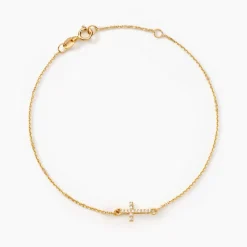 Histoire d'Or Bracelet Cobeia Croix Maille Forçat Or Jaune Oxyde De Zirconium* Bracelets