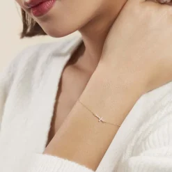 Histoire d'Or Bracelet Cobeia Croix Maille Forçat Or Jaune Oxyde De Zirconium* Bracelets