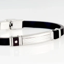 Histoire d'Or Bracelet Eric Acier Blanc Pierre De Synthese