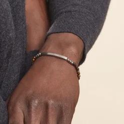 Histoire d'Or Bracelet Identité Acier Blanc Boules Sebastino 艙il De Tigre* Bracelets|Gourmettes