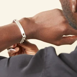 Histoire d'Or Bracelet Identité Vivian Maille Alternee 1/3 Argent Blanc* Bijoux Personnalisés|Bracelets