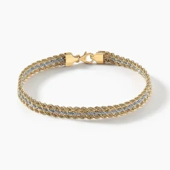 Discount Histoire d'Or Bracelet Jerry Maille Corde 3 Rangs or bicolore