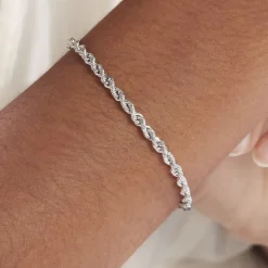 Discount Histoire d'Or Bracelet Jerry Maille Corde or blanc