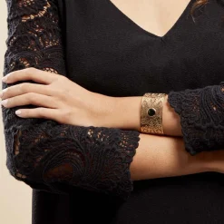 Discount Histoire d'Or Bracelet Jonc Acier Doré Maurits Agate