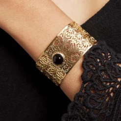 Discount Histoire d'Or Bracelet Jonc Acier Doré Maurits Agate