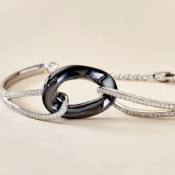 Histoire d'Or Bracelet Jonc Ceramik Design Argent  Céramique Et Oxyde De Zirconium