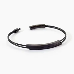 Hot Histoire d'Or Bracelet Jonc Jakob Acier Noir Sans Pierre