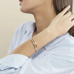 Online Histoire d'Or Bracelet Jonc Loise 2 Fils Carres Or Bicolore