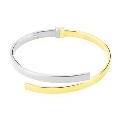 Clearance Histoire d'Or Bracelet Jonc Loise 2 Fils Carres Or Bicolore