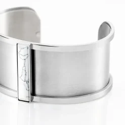 Online IMAGINE Bracelet Jonc Melvyna Acier Blanc Pierre De Synthese