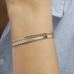 Best Histoire d'Or Bracelet Jonc Zoila Plaqué Or Pierre De Synthese Et Oxyde