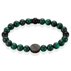 New JOURDAN Bracelet Acier Noir Malachite