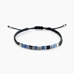 Clearance JOURDAN Bracelet Jahan Acier Argenté Lapis Lazuli Agate