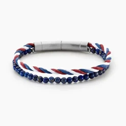 JOURDAN Bracelet Renatus Acier Argenté Lapis Lazuli