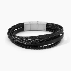 Hot JOURDAN Bracelet Tex Cuir Noir Onyx