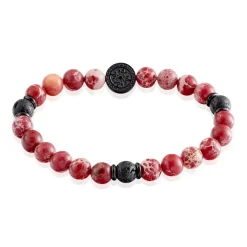 Discount JOURDAN Bracelet Yasur Acier Noir Oeil De Tigre Pierre De Lave acier noir oeil de tigre rouge