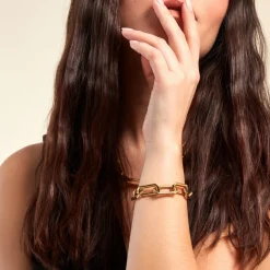 New Histoire d'Or Bracelet Lyre Acier Jaune