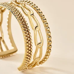 Sale Histoire d'Or Bracelet Manchette Elain Acier Jaune