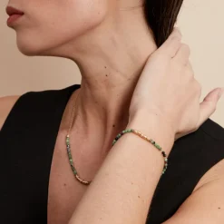 Online Histoire d'Or Bracelet Manua Plaqué Or Jaune Pierre D'imitation plaqué or jaune pierre d'imitation vert