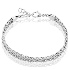 New Histoire d'Or Bracelet Metropolitan Maille Fantaisie Acier Blanc