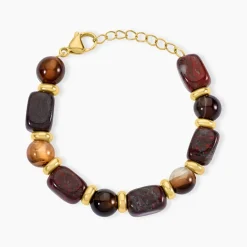 Online Histoire d'Or Bracelet Miky Acier Jaune Pierre De Synthese Agate