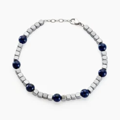 Best Histoire d'Or Bracelet Ole Acier Blanc Lapis Lazuli Hématite