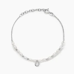 Discount Histoire d'Or Bracelet Perlissima Argent Blanc Oxyde Et Perle De Culture