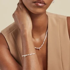 Discount Histoire d'Or Bracelet Perlissima Argent Blanc Oxyde Et Perle De Culture