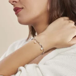 Hot Histoire d'Or Bracelet Salomee Argent Blanc Perle De Culture