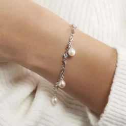 Hot Histoire d'Or Bracelet Salomee Argent Blanc Perle De Culture
