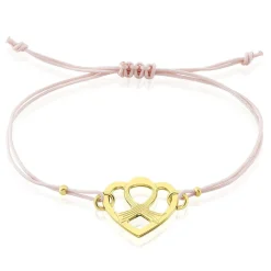 Histoire d'Or Bracelet Solidaire Lutte Contre Le Cancer Laiton Doré