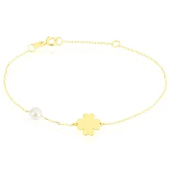 Discount Histoire d'Or Bracelet Trefle Or Jaune Perle De Culture