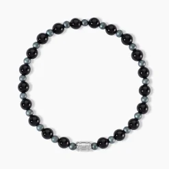 Histoire d'Or Bracelet Younes Acier Argenté Agate Hématite* Bracelets|Bracelets Fantaisie