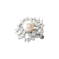 Hot Histoire d'Or Broche Kaki Argent Blanc Perle De Culture