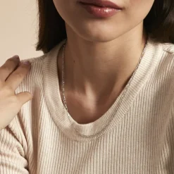 Hot Histoire d'Or Chaîne Ophelio Maille Alternee 1/1 or blanc