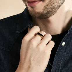 New Histoire d'Or Chevaliere Plaqué Or Gregh Email