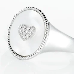 Histoire d'Or Chevalière Aracely Argent Blanc Nacre Oxyde De Zirconium* Bagues|Chevalières