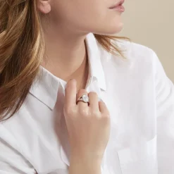 Histoire d'Or Chevalière Aracely Argent Blanc Nacre Oxyde De Zirconium* Bagues|Chevalières