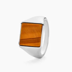 Histoire d'Or Chevalière Argent Blanc Atilio Oeil De Tigre* Bagues|Chevalières