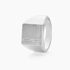 Histoire d'Or Chevalière Cillian Argent Blanc* Bijoux Personnalisés|Bagues