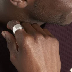 Histoire d'Or Chevalière Cillian Argent Blanc* Bijoux Personnalisés|Bagues