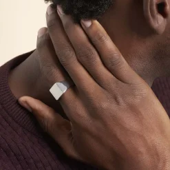 Histoire d'Or Chevalière Cillian Argent Blanc* Bijoux Personnalisés|Bagues