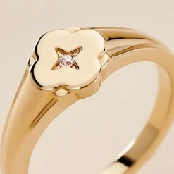 Online Histoire d'Or Chevalière Cosma Plaqué Or Jaune Oxyde De Zirconium