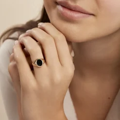 Histoire d'Or Chevalière Gerolt Ovale Or Jaune Onyx* Bagues|Chevalières