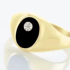 Histoire d'Or Chevalière Giles Or Jaune Onyx Diamant* Bagues|Chevalières