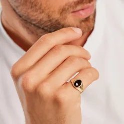 Histoire d'Or Chevalière Giles Or Jaune Onyx Diamant* Bagues|Chevalières