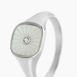 Best Histoire d'Or Chevalière Goddess Argent Blanc Nacre Oxyde De Zirconium argent blanc nacre blanc